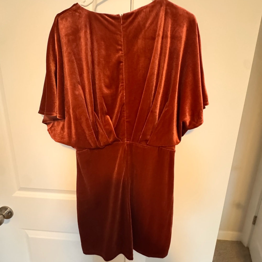 Hem & Thread Velvet Dress-Rust - Picture 3 of 6
